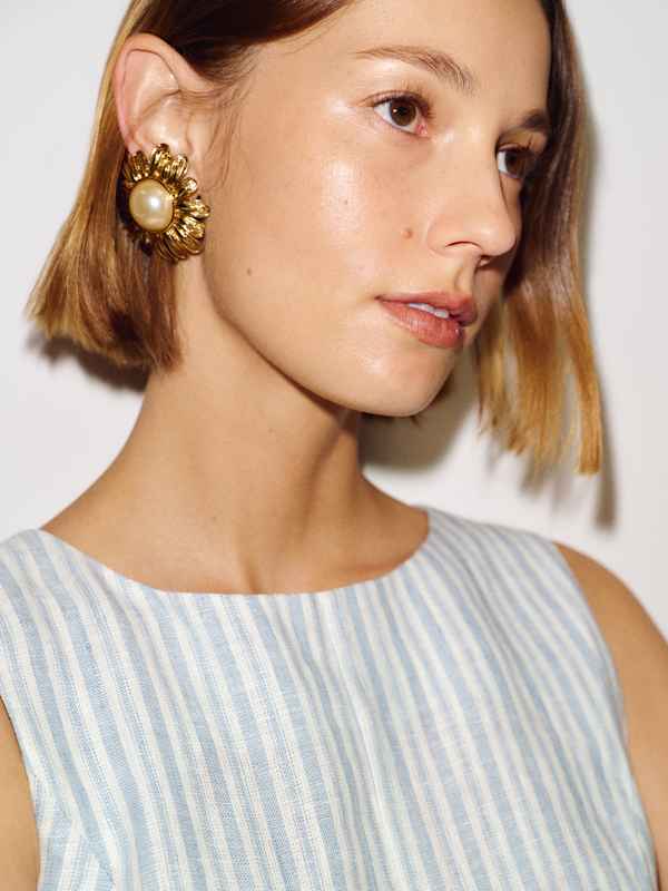 Citron Linen Dress - Calamari Stripe