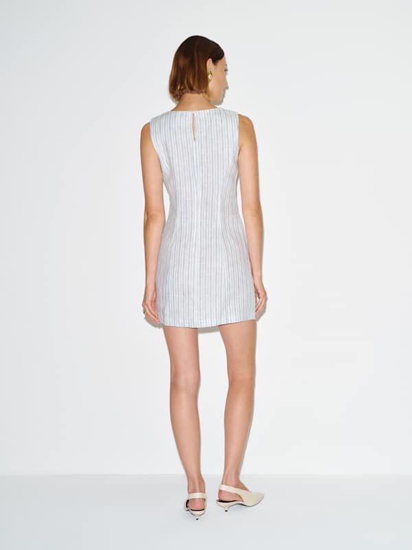 Citron Linen Dress - Calamari Stripe