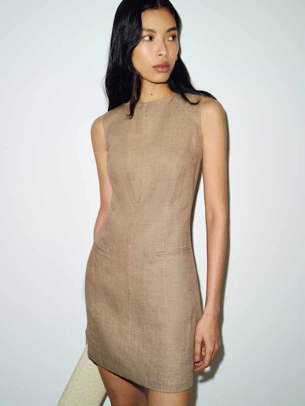 Citron Linen Dress - Dark Oatmeal