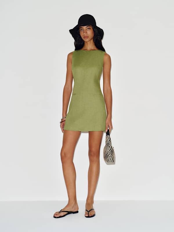 Citron Linen Dress - Green Bean