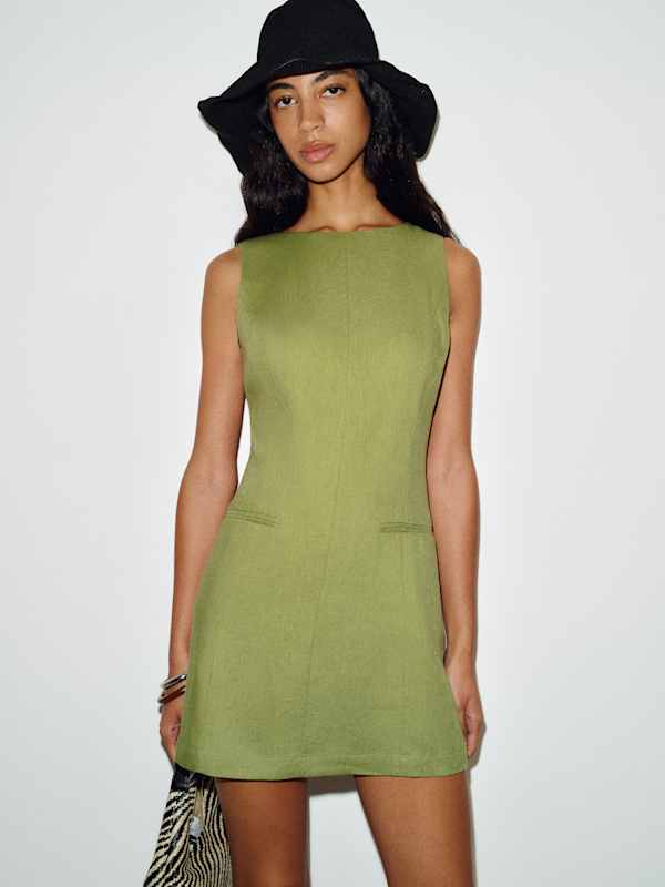 Citron Linen Dress - Green Bean