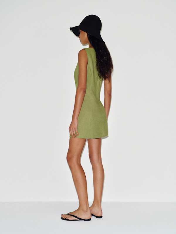 Citron Linen Dress - Green Bean