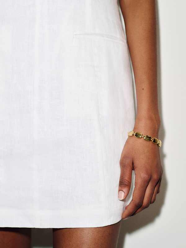 Citron Linen Dress - White