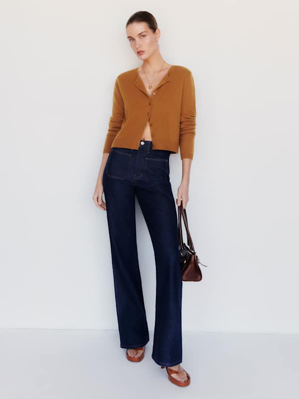 Clara Cashmere Crew Cardigan - Copper