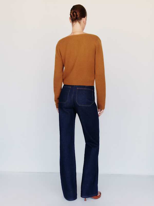 Clara Cashmere Crew Cardigan - Copper