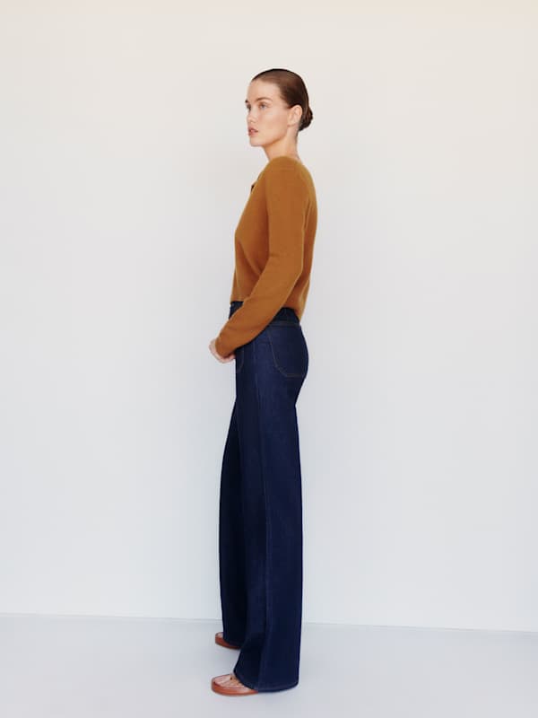 Clara Cashmere Crew Cardigan - Copper
