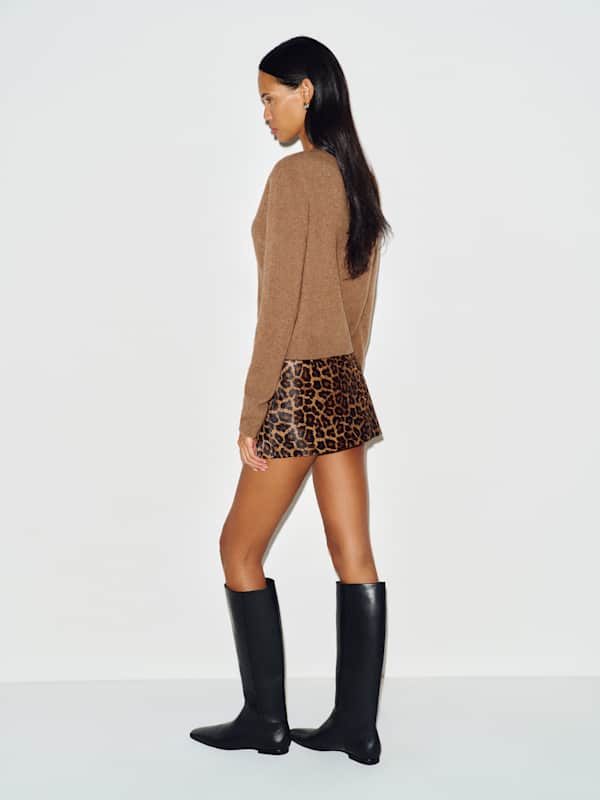 Clara Cashmere Crew Cardigan - Heathered Chanterelle
