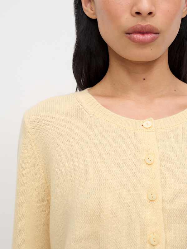 Clara Cashmere Crew Cardigan - Parmesan