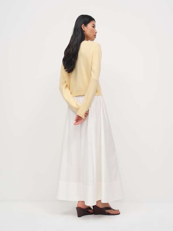 Clara Cashmere Crew Cardigan - Parmesan