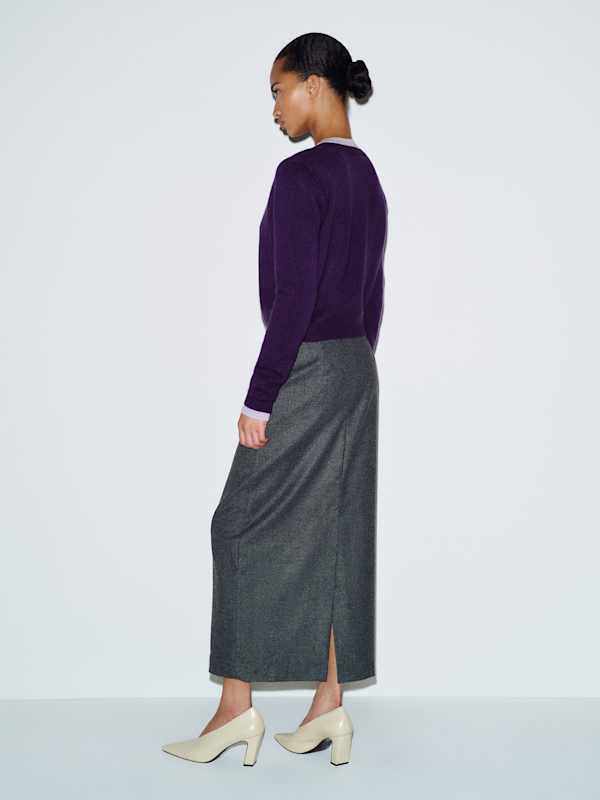 Clara Cashmere Crew Cardigan - Purple