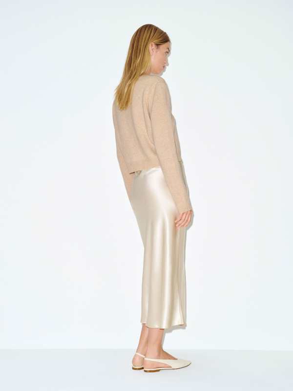 Clara Cashmere Crew Cardigan - Wheat