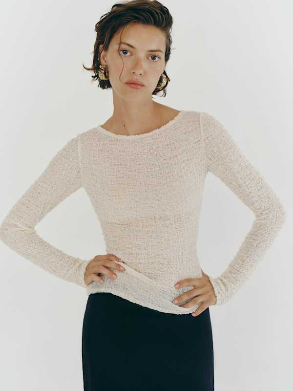 Wiley Knit Top - Ivory Crinkle