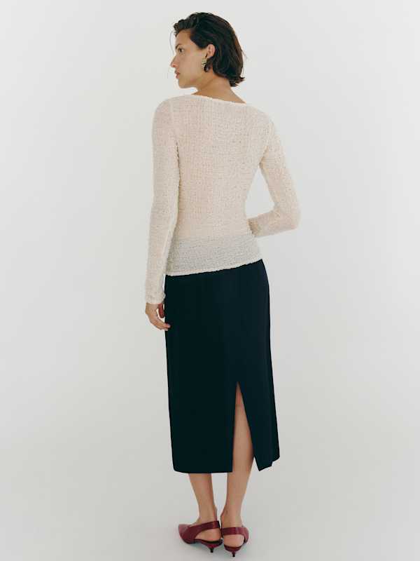 Wiley Knit Top - Ivory Crinkle