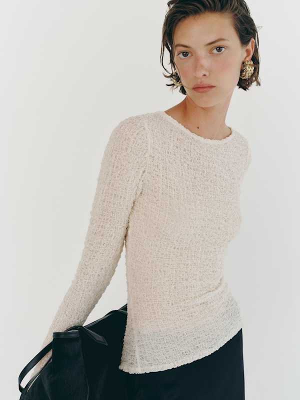 Wiley Knit Top - Ivory Crinkle