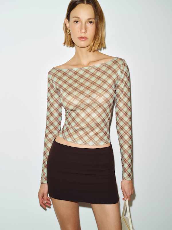 Top en maille Wiley - Mint Plaid