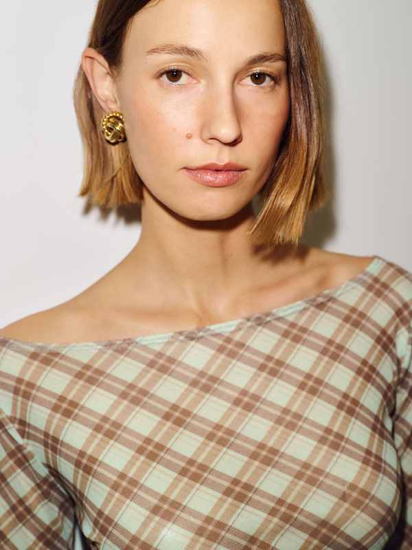 Top en maille Wiley - Mint Plaid