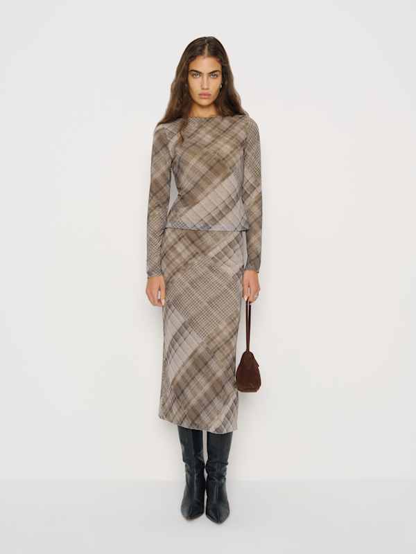 Wiley Knit Top - Taupe Plaid