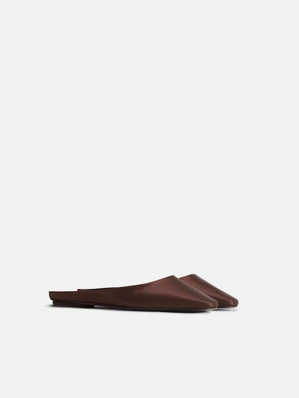 Yoanna Flat Mule - Cafe Satin