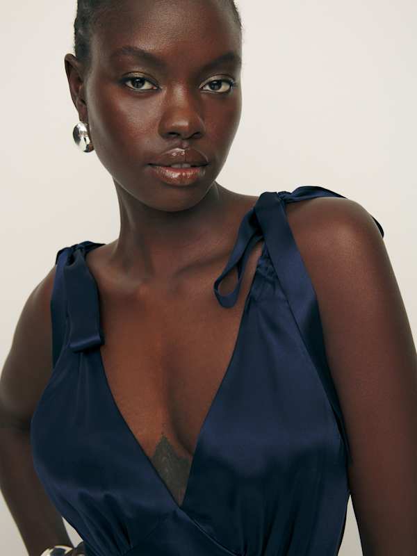 Pernille Silk Dress - Navy