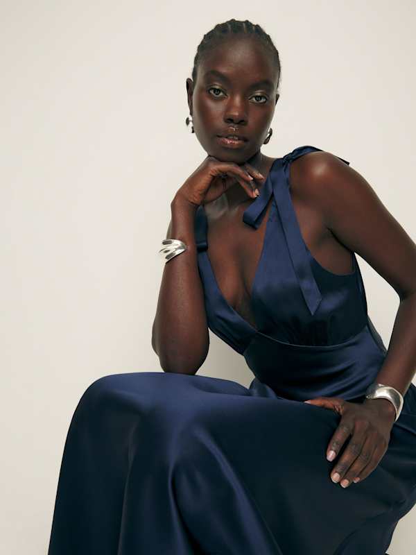 Pernille Silk Dress - Navy