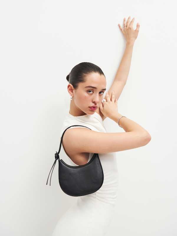 Mini Rosetta Shoulder Bag - Black Leather