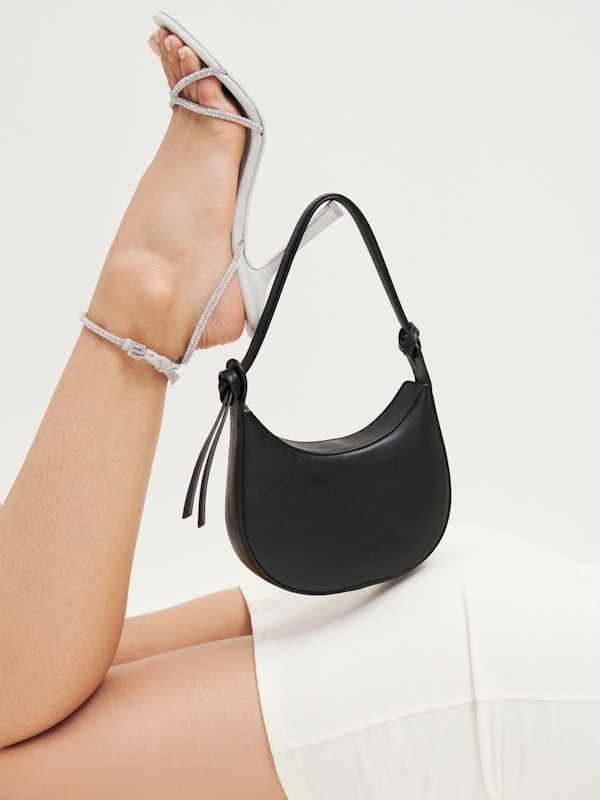 Mini Rosetta Shoulder Bag - Black Leather