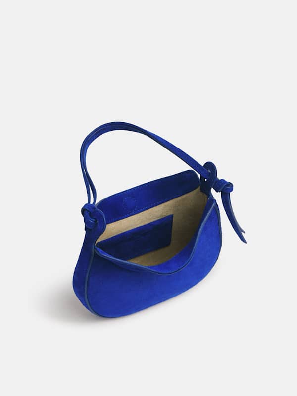 Mini Rosetta Shoulder Bag - Cobalt Suede