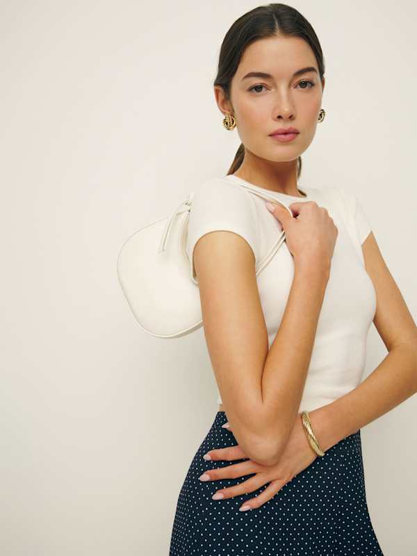 Mini Rosetta Shoulder Bag - White Leather