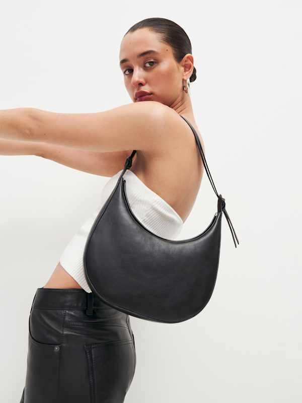 Medium Rosetta Shoulder Bag - Black Leather