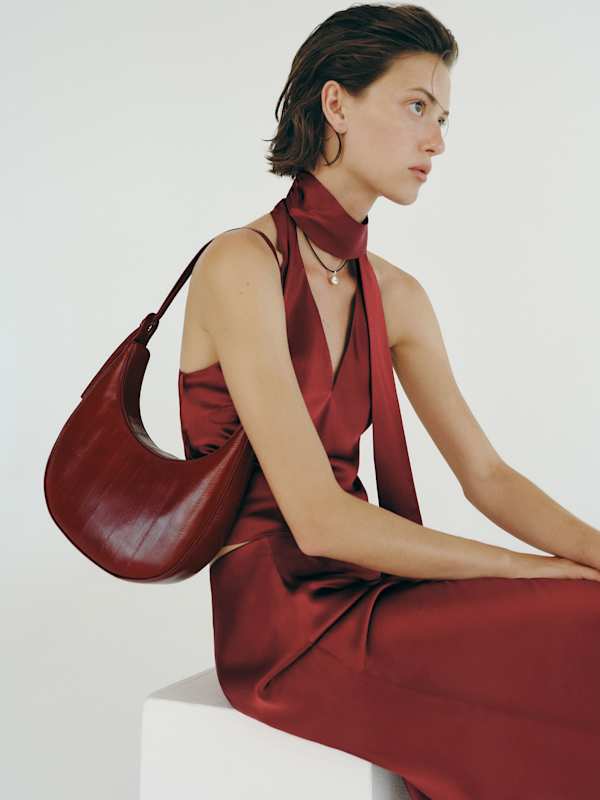 Medium Rosetta Shoulder Bag - Oxblood Eel