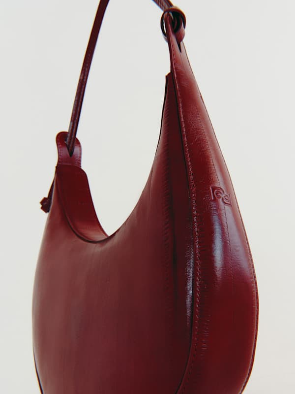 Medium Rosetta Shoulder Bag - Oxblood Eel