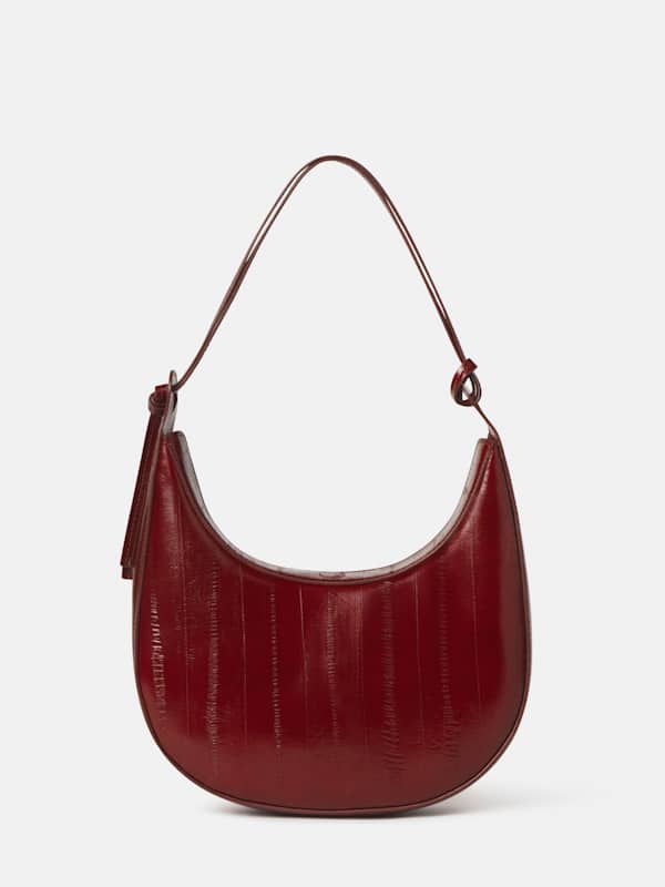 Medium Rosetta Shoulder Bag - Oxblood Eel