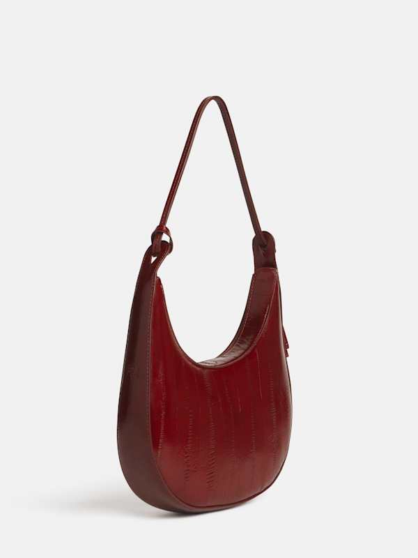 Medium Rosetta Shoulder Bag - Oxblood Eel