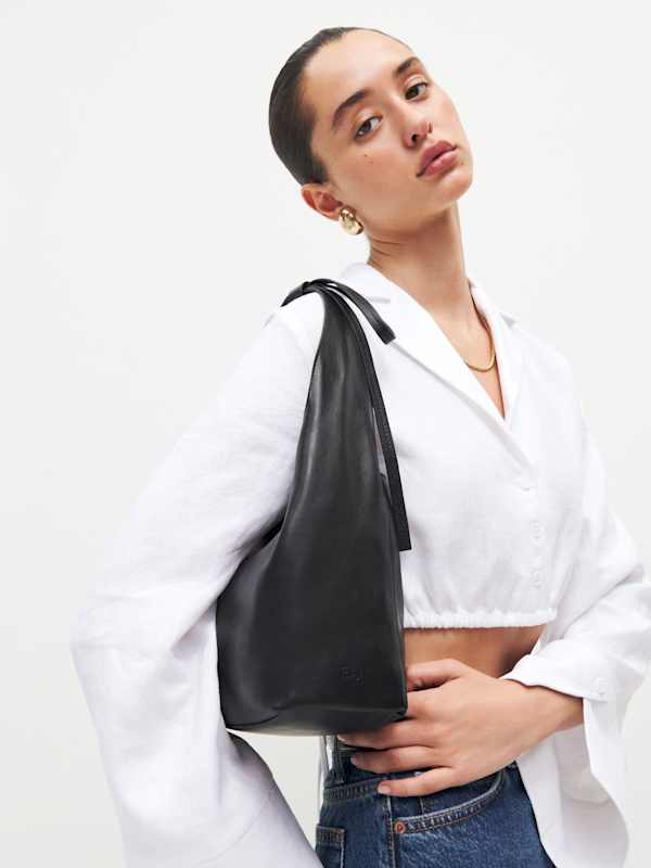 Small Vittoria Tote - Black Leather