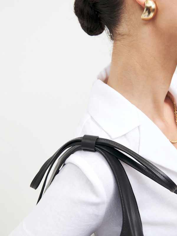 Small Vittoria Tote - Black Leather