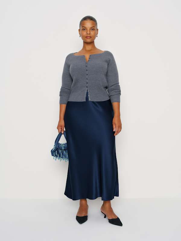 Layla Silk Skirt Es - Midnight