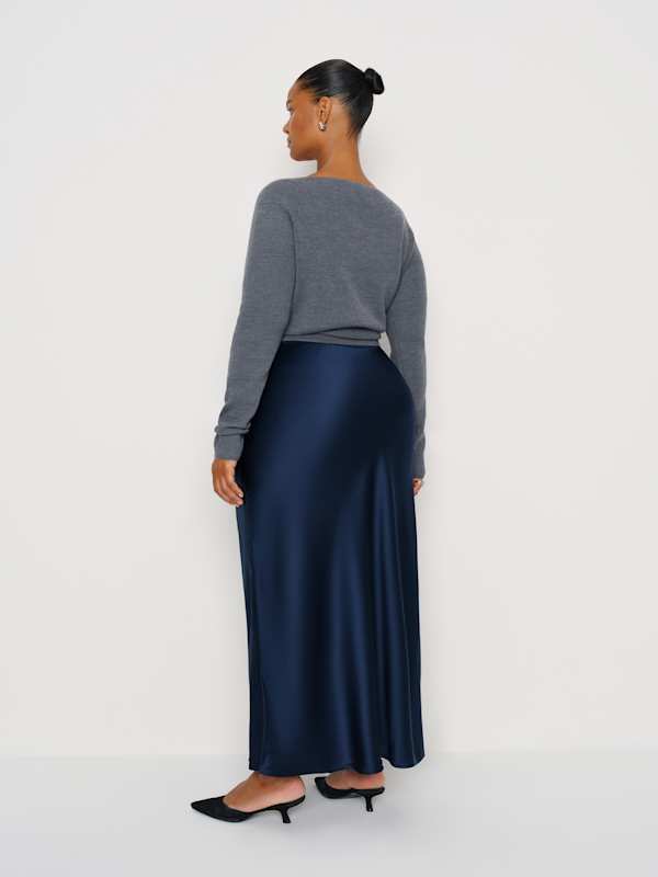 Layla Silk Skirt Es - Midnight