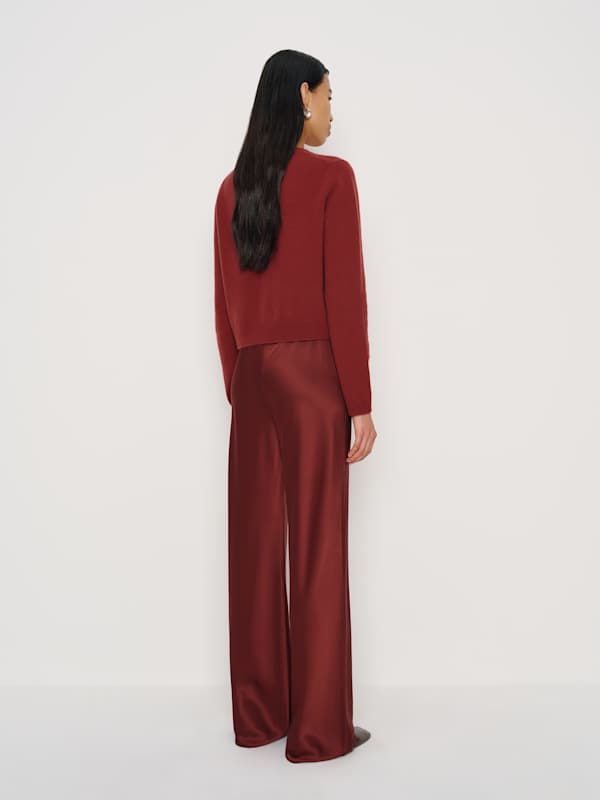 Gale Satin Mid Rise Bias Pant - Chianti