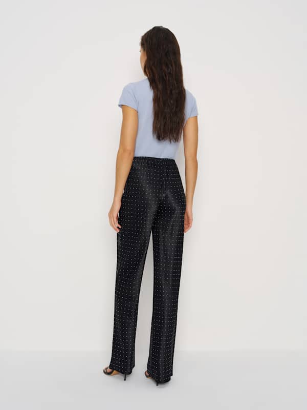Gale Satin Mid Rise Bias Pant - Inkling