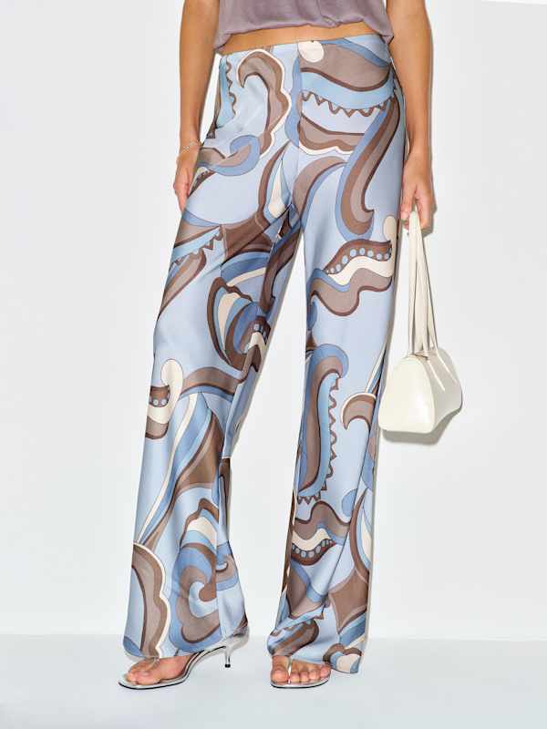 Gale Satin Mid Rise Bias Pant - Lido