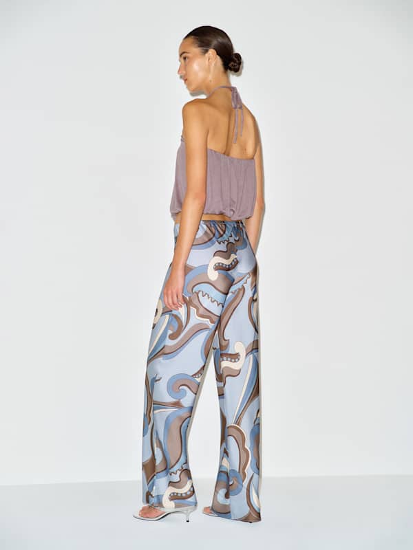 Gale Satin Mid Rise Bias Pant - Lido