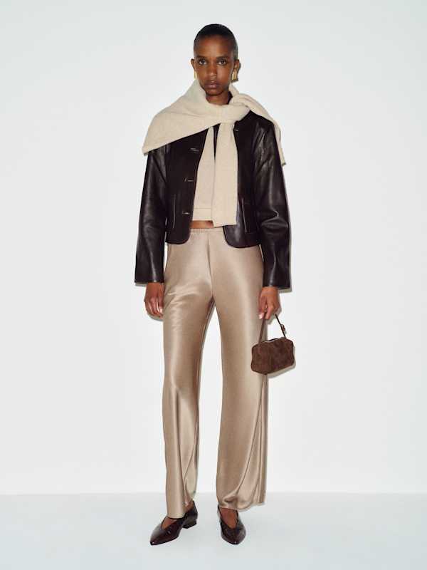 Gale Satin Mid Rise Bias Pant - Pavement