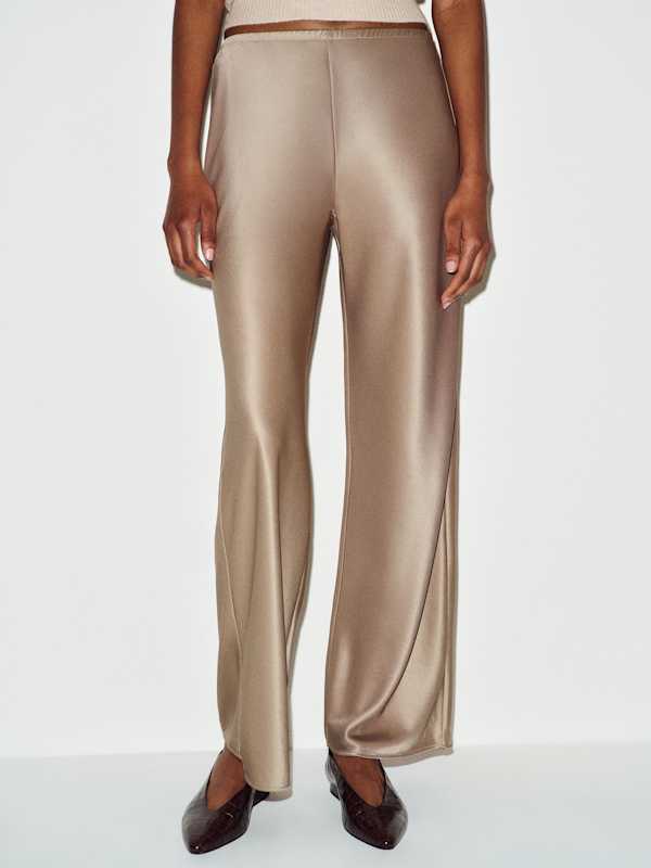 Gale Satin Mid Rise Bias Pant - Pavement