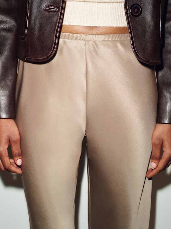 Gale Satin Mid Rise Bias Pant - Pavement