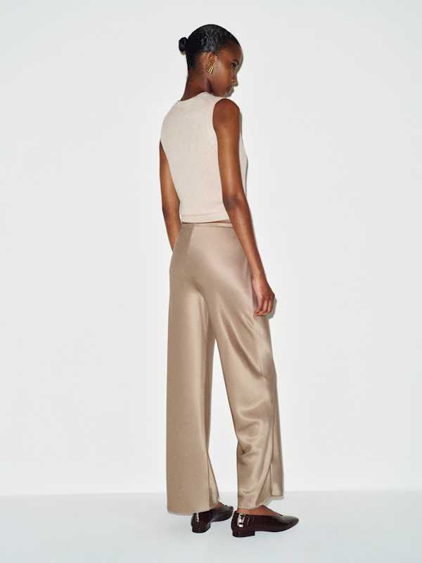 Gale Satin Mid Rise Bias Pant - Pavement