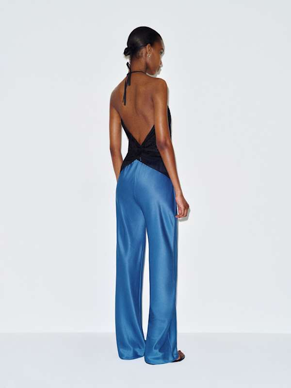 Gale Satin Mid Rise Bias Pant - Starry Night