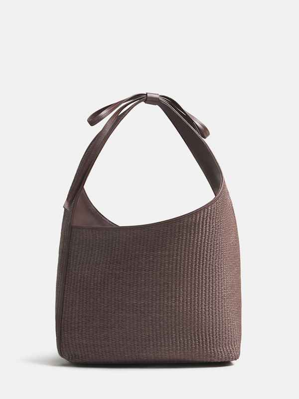 Medium Vittoria Tote Bag - Chocolate Raffia