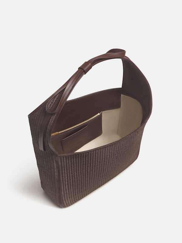 Medium Vittoria Tote Bag - Chocolate Raffia
