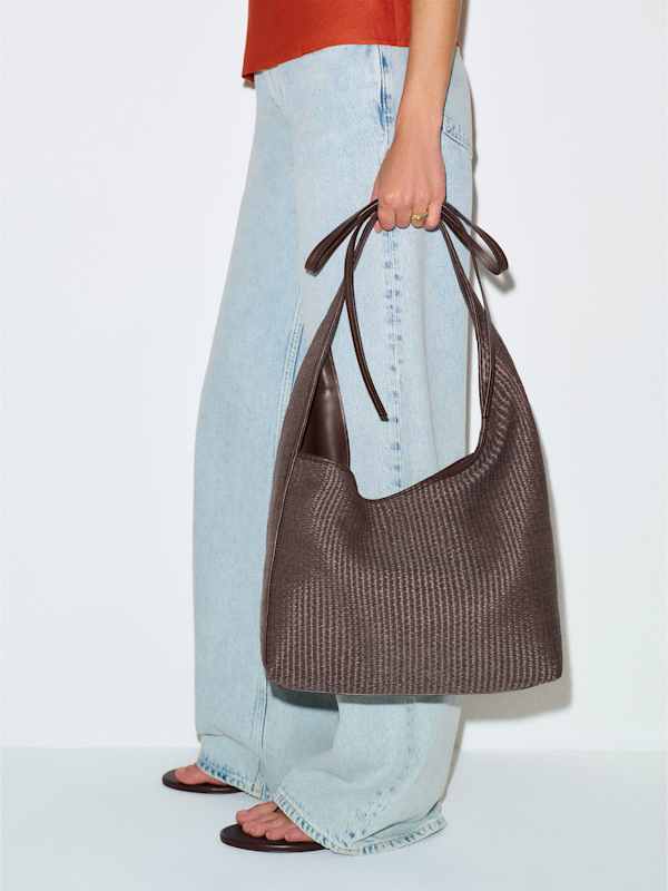 Medium Vittoria Tote Bag - Chocolate Raffia