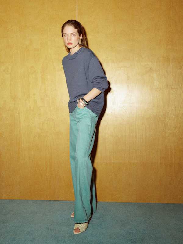 Cary Low Rise Slouchy Wide Leg Jeans - Aqua